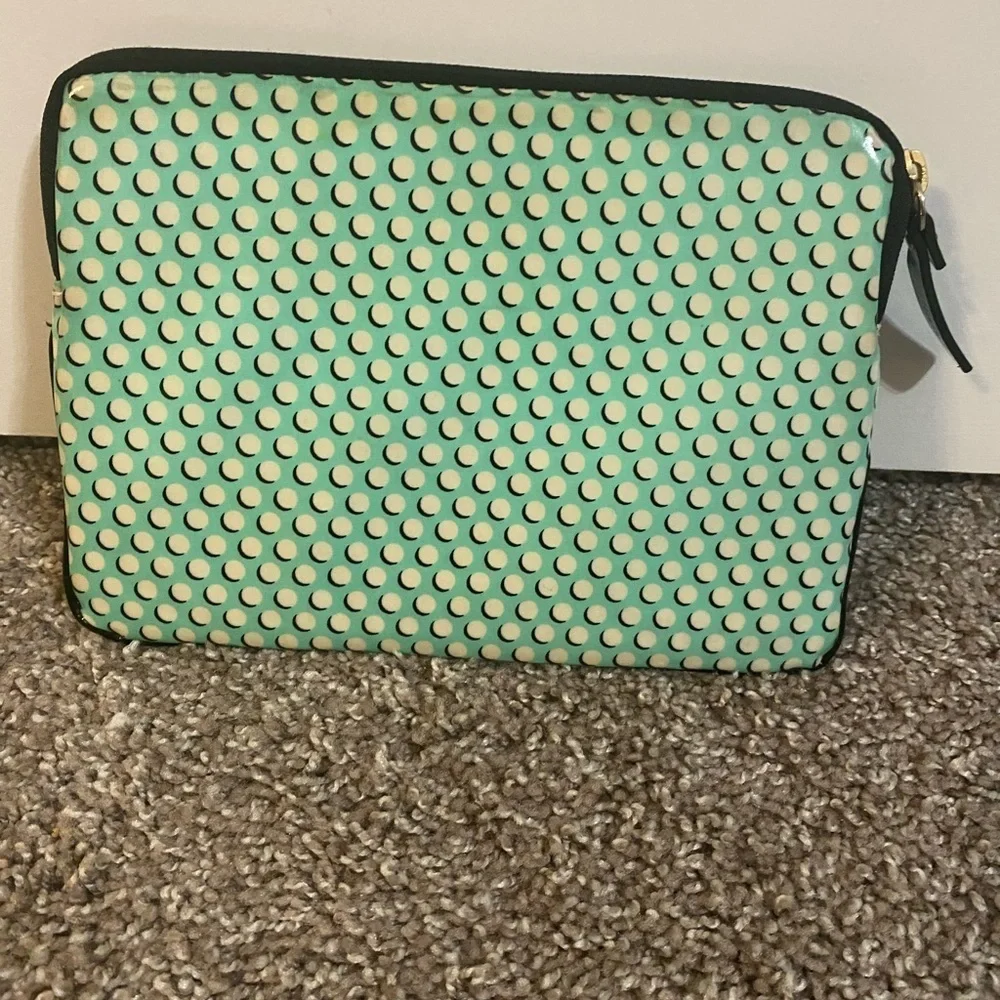 Kate Spade Small mint green polka zippered pouch